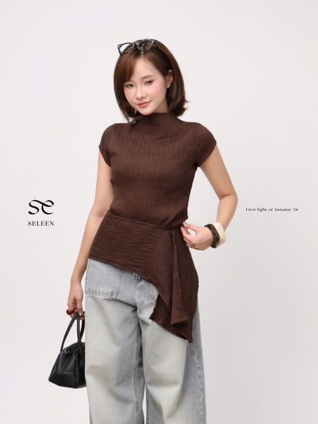High-Neck Jersey Top with Detachable Panel, image 1