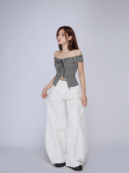 Striped Off-the-Shoulder Bow Top, image 5
