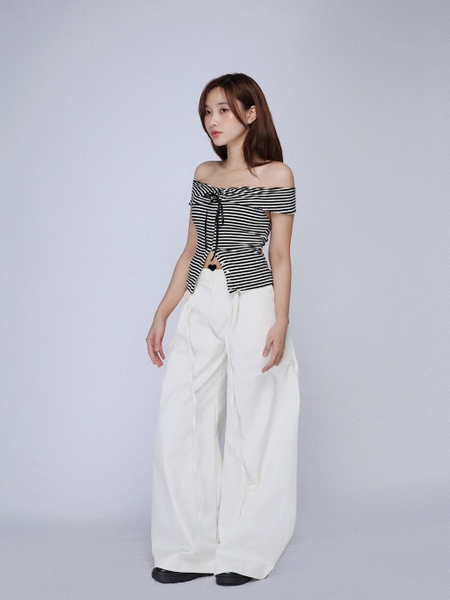 Striped Off-the-Shoulder Bow Top, image 6