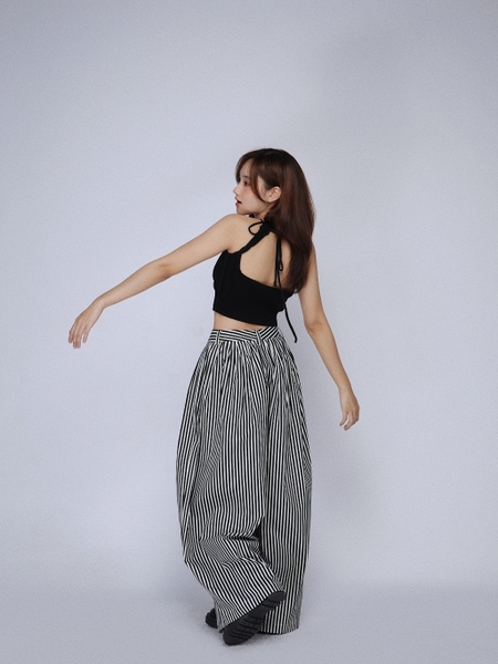 Low-Rise Striped Super-Wide Balloon Jeans, image 4