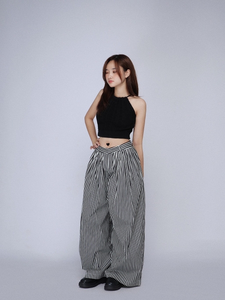Low-Rise Striped Super-Wide Balloon Jeans, image 3