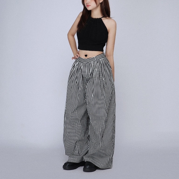 Low-Rise Striped Super-Wide Balloon Jeans, image 10