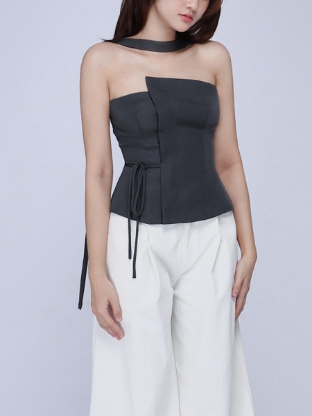 Double-Layer Tie-Back Bandeau Top