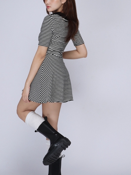 Striped Stretch Polo Dress, image 4