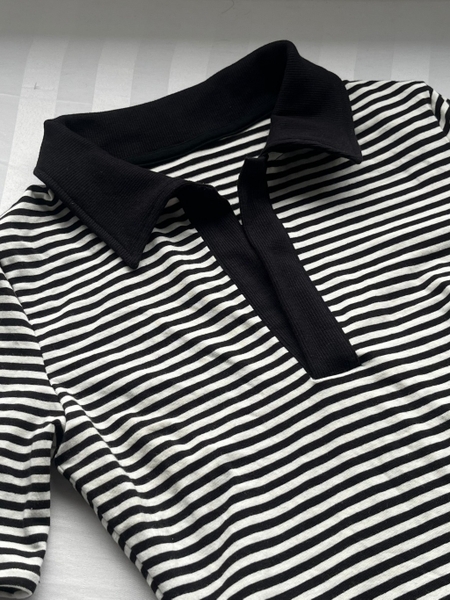 Striped Stretch Polo Dress, image 6