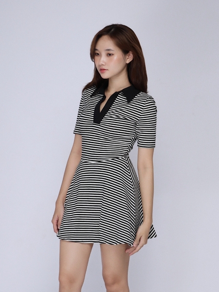 Striped Stretch Polo Dress, image 3