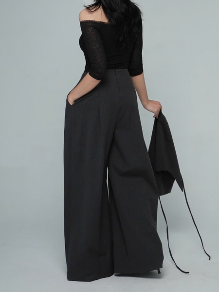 Wide-Leg Trousers with Detachable Tie Skirt, image 8