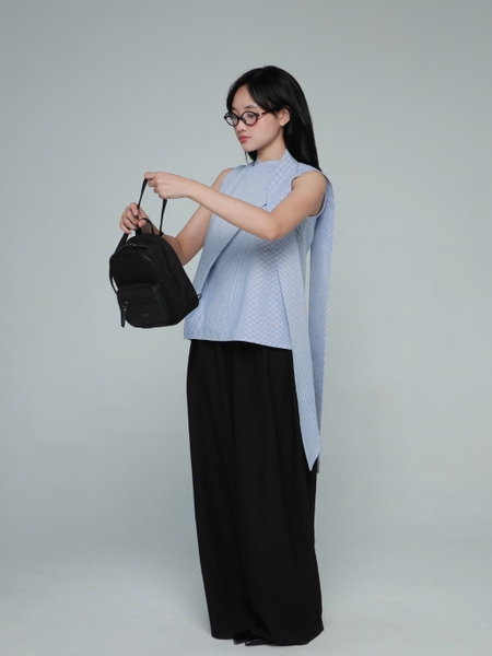 High-Neck Sleeveless Cross-Front Shirt, image 5