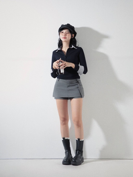 Long-Sleeve Collared Button Top, image 5