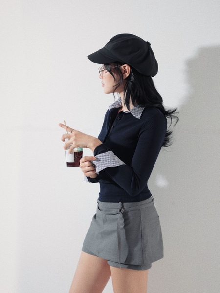 Long-Sleeve Collared Button Top, image 4