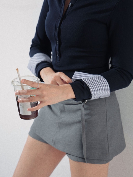 Long-Sleeve Collared Button Top, image 6