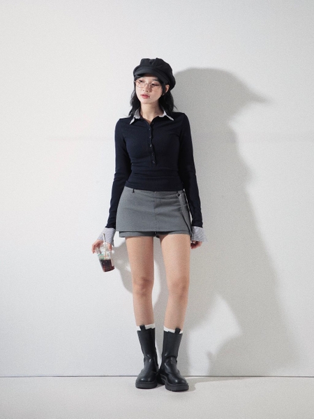 Belted Low-Rise Mini Skort, image 4