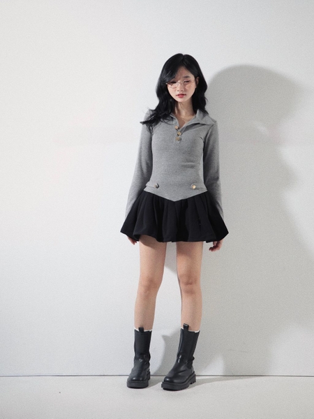 Collared Dress with V-Shaped Waist, image 8