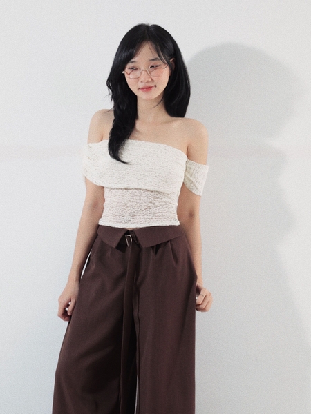 Off-the-Shoulder Cotton Lace Top, image 1