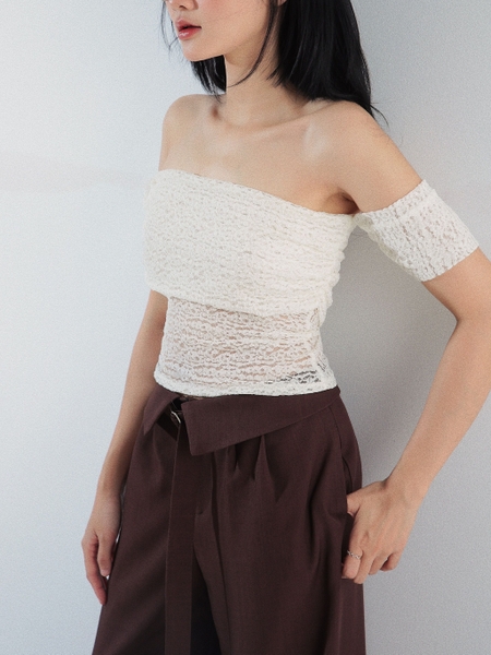 Off-the-Shoulder Cotton Lace Top, image 4