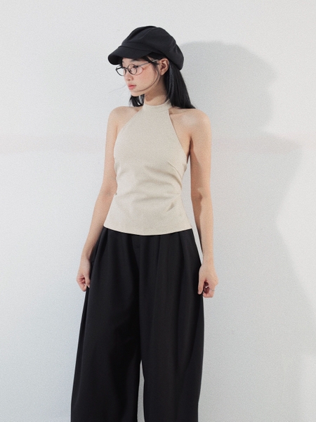 Tie-Waist Linen Halter Top, image 4