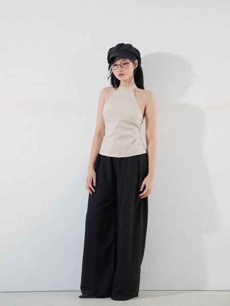 Tie-Waist Linen Halter Top, image 7