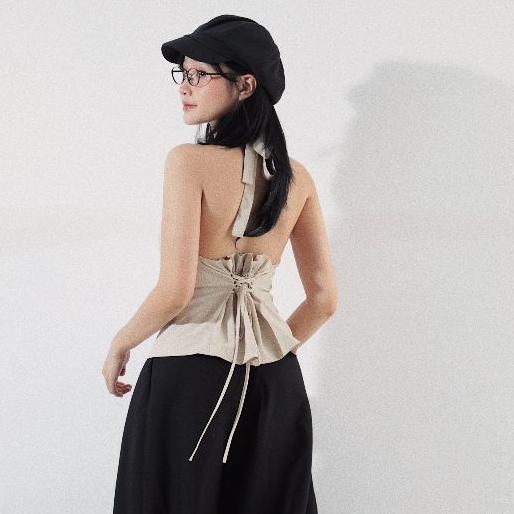 Tie-Waist Linen Halter Top, image 9