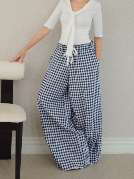 Striped Linen Drawstring Trousers