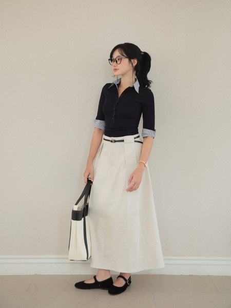 Low-Rise Pleated Pencil Skirt, image 3