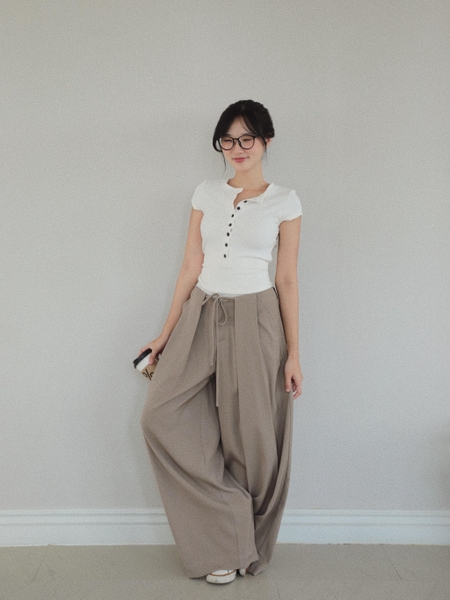 Low-Rise Tie-Detail Wide-Leg Trousers, image 4