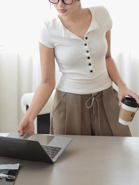 Low-Rise Tie-Detail Wide-Leg Trousers, image 6