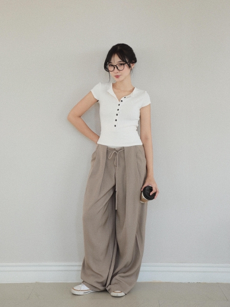 Low-Rise Tie-Detail Wide-Leg Trousers, image 8