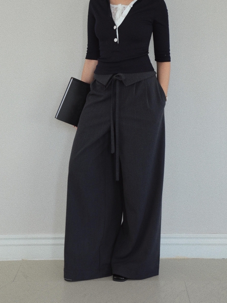High-Waisted Tie-Panel Trousers, image 1