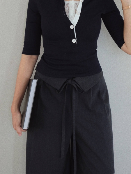 High-Waisted Tie-Panel Trousers, image 4