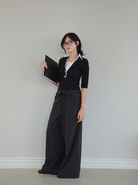 High-Waisted Tie-Panel Trousers, image 5