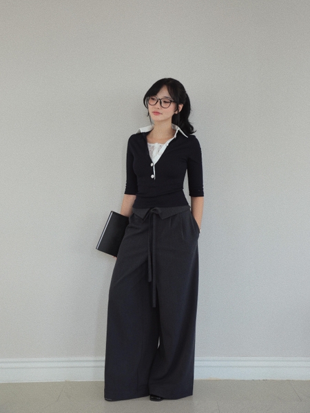 High-Waisted Tie-Panel Trousers, image 6