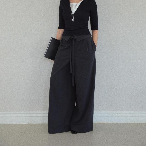 High-Waisted Tie-Panel Trousers, image 7