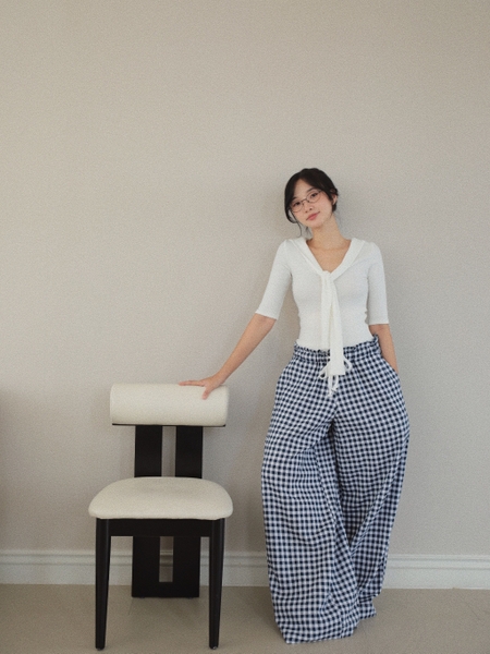 Elbow-Sleeve Tie-Neck Top, image 3