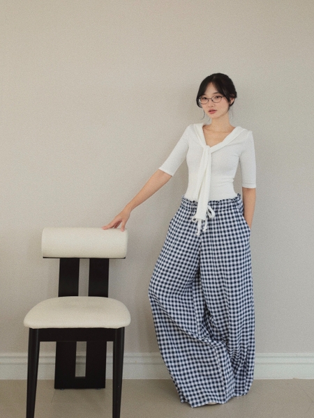 Elbow-Sleeve Tie-Neck Top, image 7