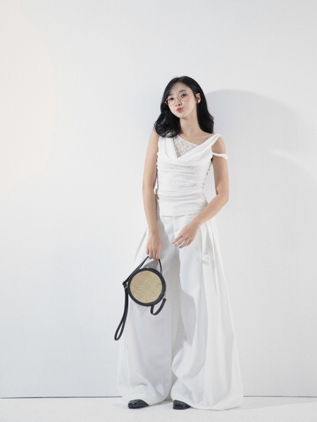 Lace-Trim Cowl-Neck Sleeveless Top, image 8