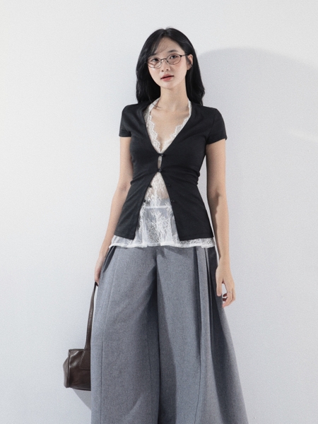 Fitted Two-Piece Button Top Set