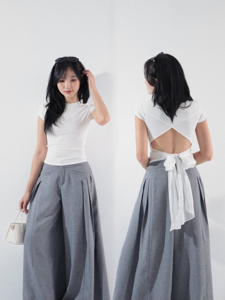 High-Neck Cross-Back Tie Top