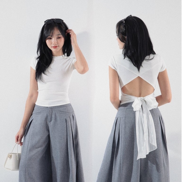 High-Neck Cross-Back Tie Top, image 9
