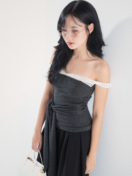 Off-the-Shoulder Tie-Waist Bandeau Top, image 5