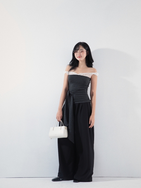Off-the-Shoulder Tie-Waist Bandeau Top, image 7