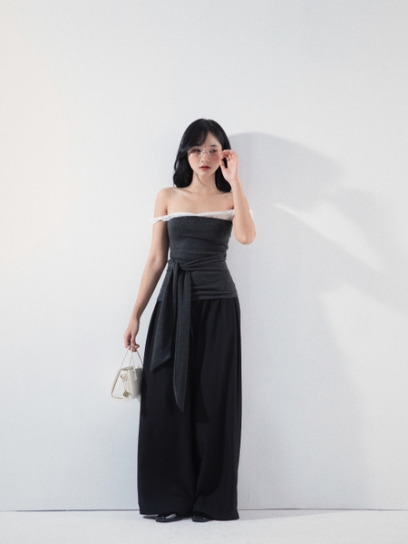 Off-the-Shoulder Tie-Waist Bandeau Top, image 8