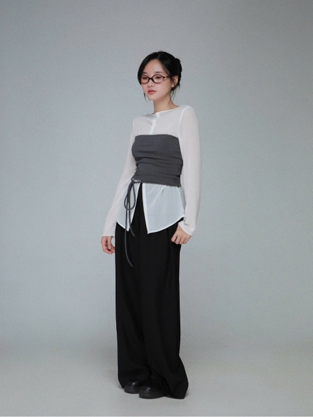 Sheer Buttoned Top and Bow Bandeau Set, image 7