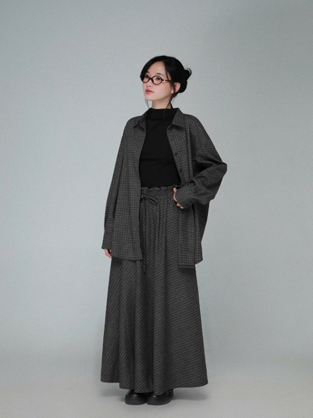 Checked Ruffle-Waist Bow Maxi Skirt, image 3