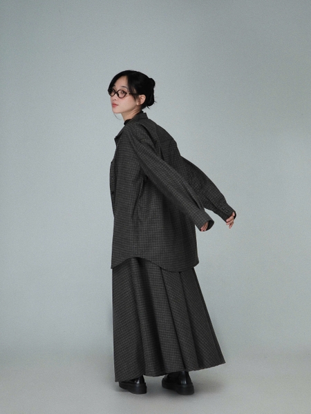Checked Ruffle-Waist Bow Maxi Skirt, image 6