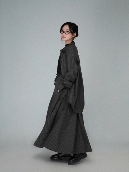 Checked Ruffle-Waist Bow Maxi Skirt, image 5