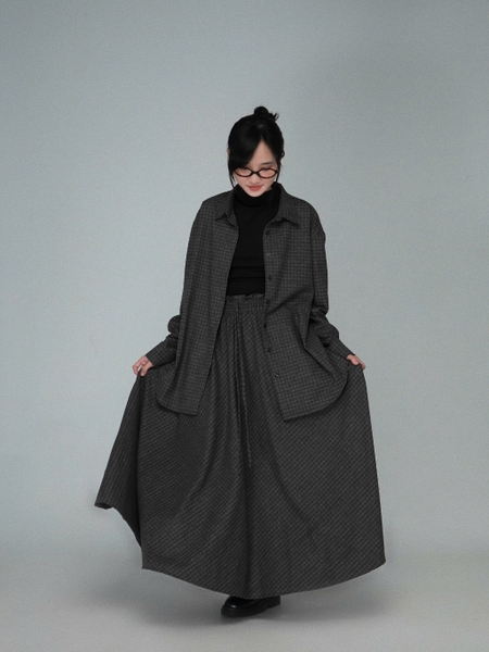 Checked Ruffle-Waist Bow Maxi Skirt, image 4