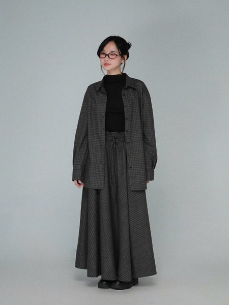 Checked Ruffle-Waist Bow Maxi Skirt, image 8