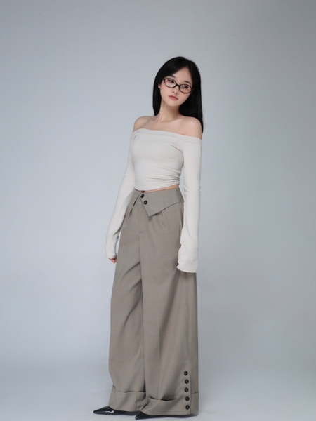 Fitted Off-the-Shoulder Long-Sleeve Top, image 2
