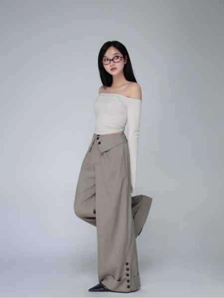 Fitted Off-the-Shoulder Long-Sleeve Top, image 3