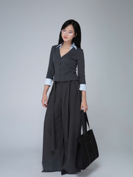 Ribbed Top with Shirt Collar, image 4